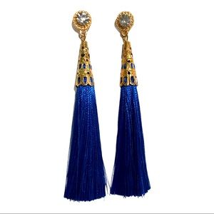 Vintage Inspired Blue Tassel Earrings